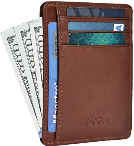 Front Pocket Handcrafted RFID blocking Minimalist Slim Leather Wallet with Gift Box For Men and Women.
