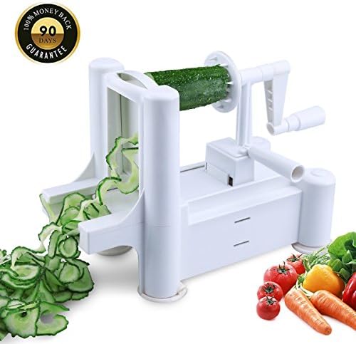 2018 New，3 Blade Vegetable Spiralizer / Vegetable Slicer , spiral vegetable slicer, Stainless Steel Blades, BPA-Free, ,Healthy Low Carb/Paleo/Gluten-Free Meals Powerful Suction Base Vegetable Slicer