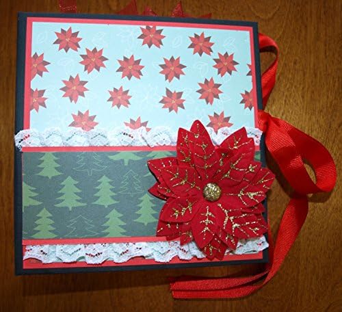 Poinsettia Christmas Blank Scrapbook- Christmas Mini Scrapbook- American Crafts Paper
