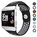 Meifox Compatible with Fitbit Ionic Bands,Soft Silicone Replacement Strap Accessory Breathable Wristbands for Fitbit Ionic Smart Watch (Black Gray, Large)