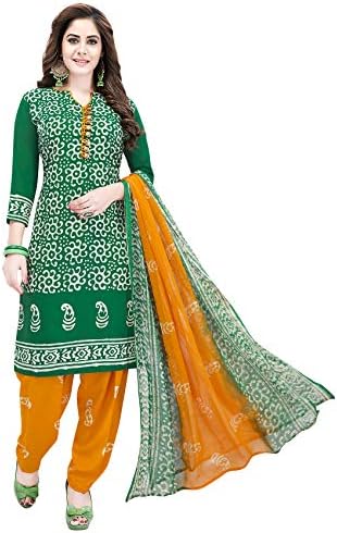 Women's Crepe Unstitched Patiyala Style Churidar Dress Material with Dupatta