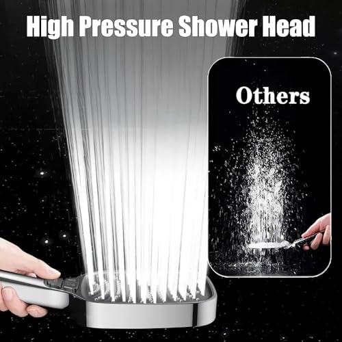 High Pressure 8-Mode Handheld Shower Head - Built in Power Wash for Clean, Hand Held Showerhead with 60 Inches Hose, Overhead Bracket, Anti-Clog Nozzle
