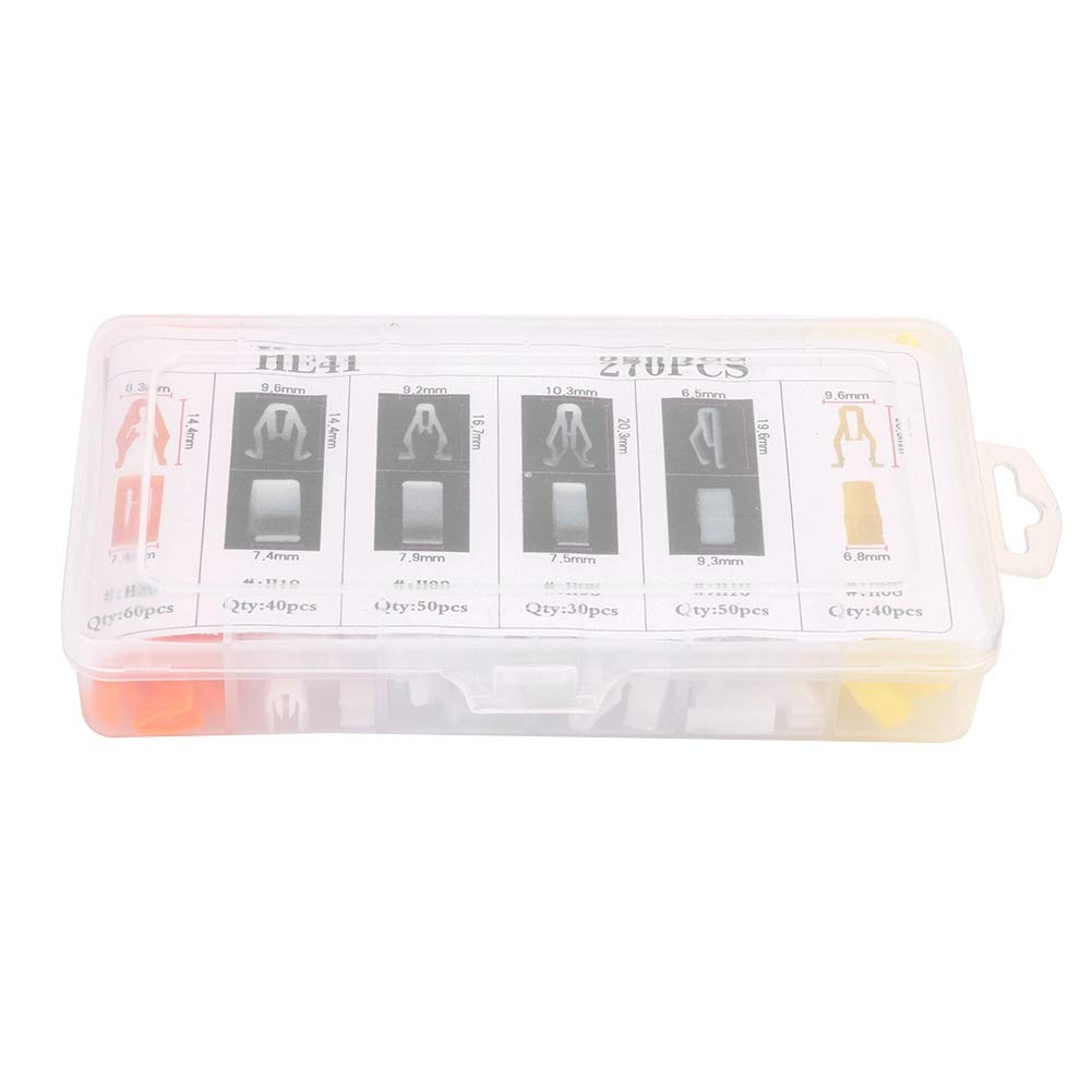 Qiilu Trim Clip, 270Pcs Car Console Dashboard Panel Trim Clips Rivets Buckle Fastener Kit Universal