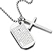Two-pieces Mens Bible Cross Dog Tag Pendant Necklace Stainless Steel Silver Color