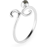 ARTISANJEWELS 925 Sterling Silver Boho Ring, Natural Gemstones Stones, Solitaire Handmade Hypoallergenic Jewellery for Women, Birthday Healing Crystals Statement Rings, Christmas Gift