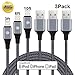 iPhone Charger, Cablex Lightning Cable 3Pack 3FT 6FT 10FT Nylon Braided Charging Cord to USB Cable Compatible with iPhone X 8 8Plus 7 7Plus 6s 6sPlus 6 6Plus SE 5 5s 5c iPad iPod and More (Grey&Black)