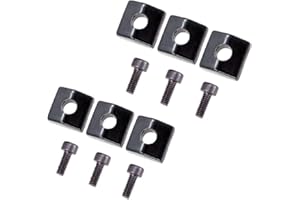 QFAUTO 6 Pieces Electric Guitar Locking Nut Clamp with 6 Pieces Electric Guitar Locking Nut Screws fit for for Floyd Rose Tremolo Bridge Parts Silver (Black)