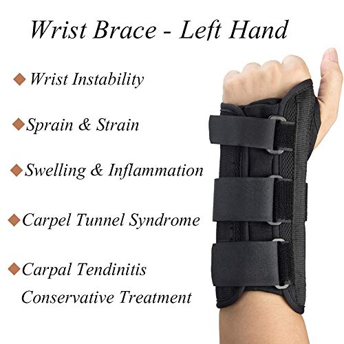 Wrist Support Brace, Adjustable Wrist Guards Immobilizer Splint for Carpal Tunnel, Arthritis, Tendonitis, Sprain and Strain Medium-Left - Thumbnail 4