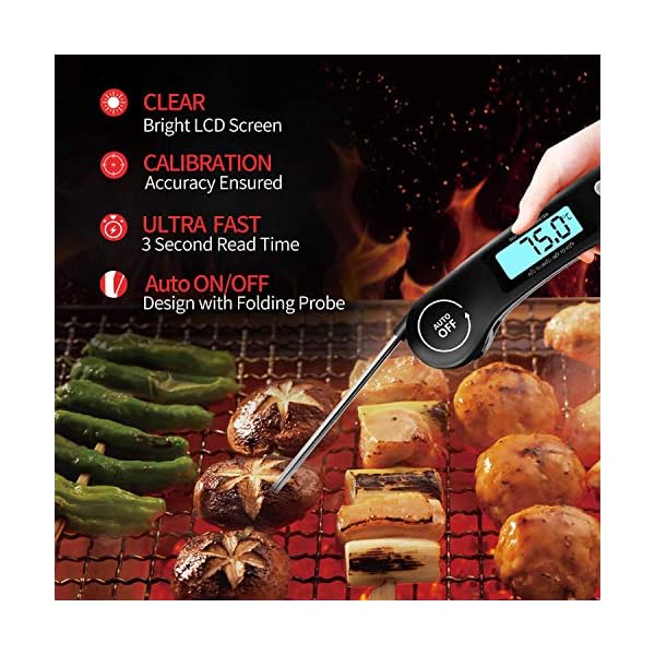 Meat-Thermometer-DOQAUS-Instant-Read-Cooking-Thermometer-Digital-Food-Thermometer-Backlight-LCD-Screen-Foldable-Long-Probe-Auto-OnOff-Perfect-for-Kitchen-Cooking-BBQ-WaterMeat-Milk-Black DOQAUS Meat Thermometer, Instant Read Cooking Thermometer, Digital Food Thermometer, Backlight LCD Screen Foldable Long…