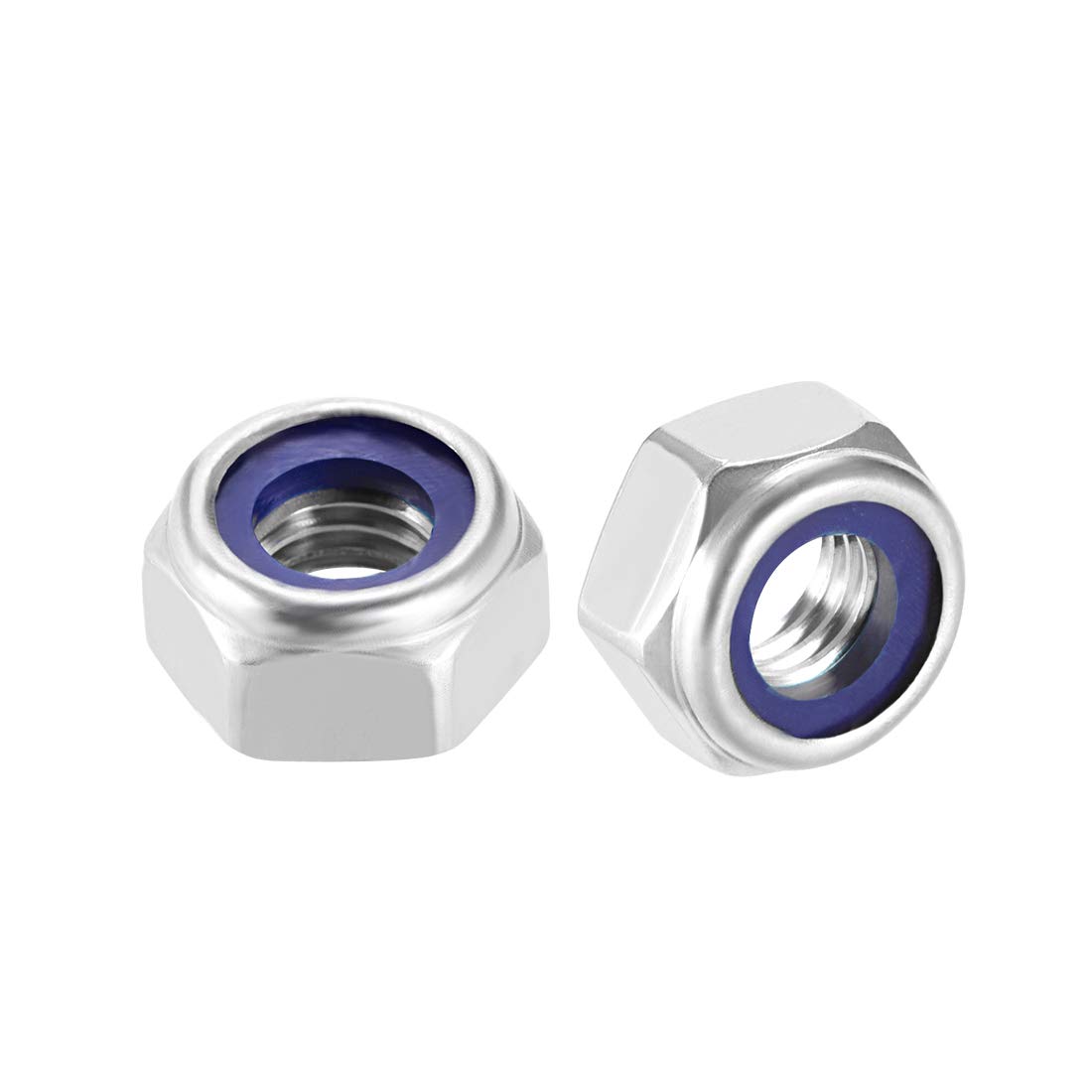 sourcing map Hex Lock Nuts - M10 x 1.5mm 316 Stainless Steel Nylon Insert Self-Locking Nuts for Fasteners, 10Pcs Silver Tone