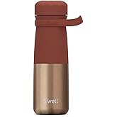 S'well Stainless Steel Traveler With Handle, 24oz, Mauve Pyrite, Triple Layered Vacuum Insulated Containers Keeps Drinks Cold for 40 Hours and Hot for 16, BPA Free, Easy Carrying On the Go