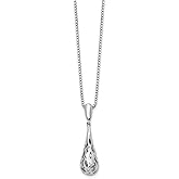 Solid 925 Sterling Silver .01ct Diamond Pendant Necklace Charm Chain