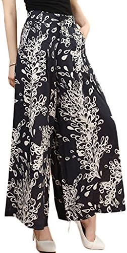 Cloudy Arch Women's High Waist Tencel Crops Wide Leg Culottes Pants(Ombre Flowers,32)