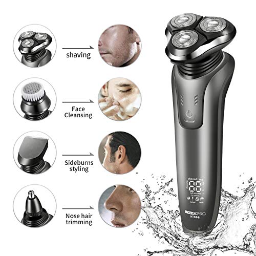 Electric Razor for Men 4 in 1 Rotary Shavers Cordless Waterproof USB Fast Charging Wet/Dry Electric Shaver Includes Hair Clippers and Nose Hair trimmer - Thumbnail 3