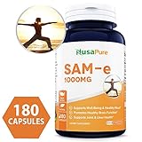 SAM-e 1000mg 180 Capsules (Non-GMO) - Same (S-Adenosyl Methionine) to Support Mood, Joint Health, and Brain Function - Extra Strength SAM e Pills - 250mg per caps