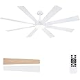 BayDay Farmhouse Rustic Ceiling Fans with Lights and Remote, Bedroom Living Room Kitchen Fans Ceiling with Light Chandier (White, 72 inch)