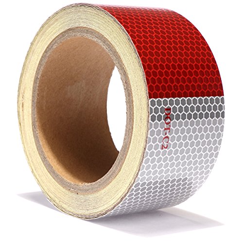 2" X 30ft Reflective Safety Tape DOT C2 Red White For Trailers Inch