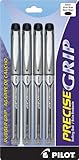 Pilot Precise Grip Liquid Ink Rolling Ball Pens, Extra Fine Point, 4-Pack, Black Ink (28841)