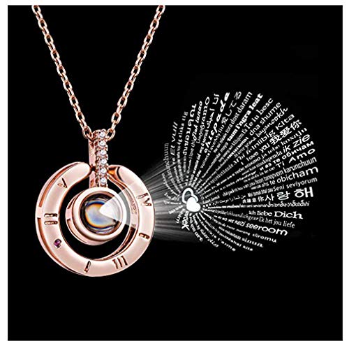 I Love You Necklace, 100 Languages Projection on Round Onyx Pendant Loving Memory Collarbone Necklace 1 Pcs by Sandistore