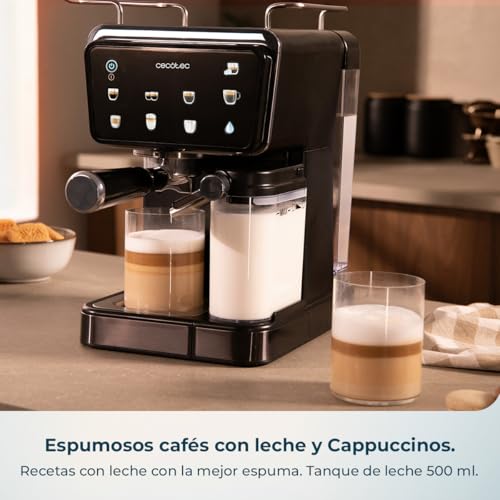 Cafeteras Express Semiautomáticas Power Espresso Touch ColdBrew Latte. 1350W, 20 Bares, Frío, Templado o Caliente, Pantalla Táctil, 1.5L Depósito Agua, 500ml Depósito Leche, Doble Brazo