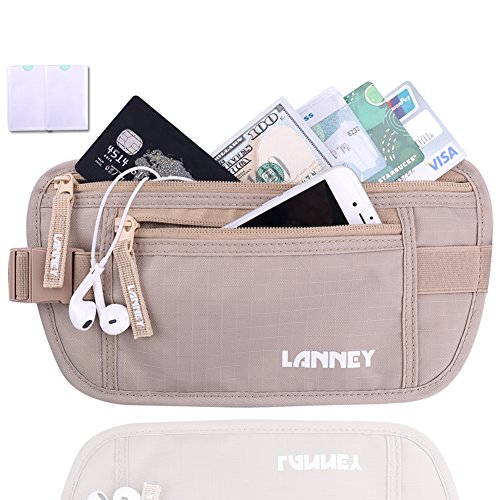 Travel money belt waist wallet rfid blocking, anti-theft passport…