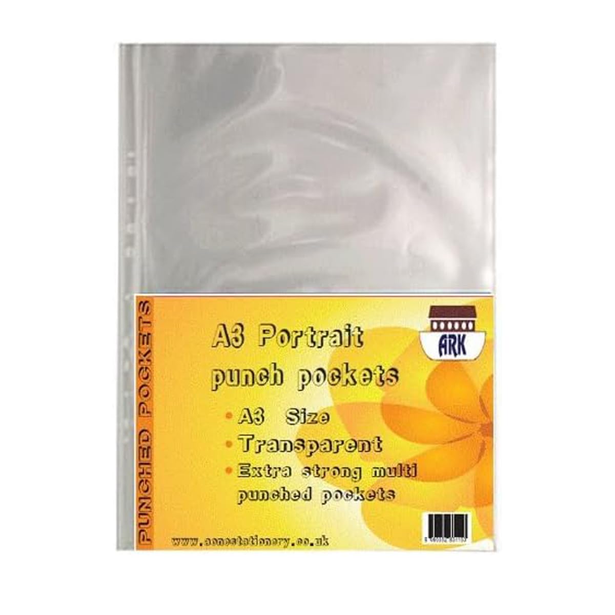 30 x ARK A3 Glass Clear Plastic 90 Micron Strong Punched Pockets (Portrait)