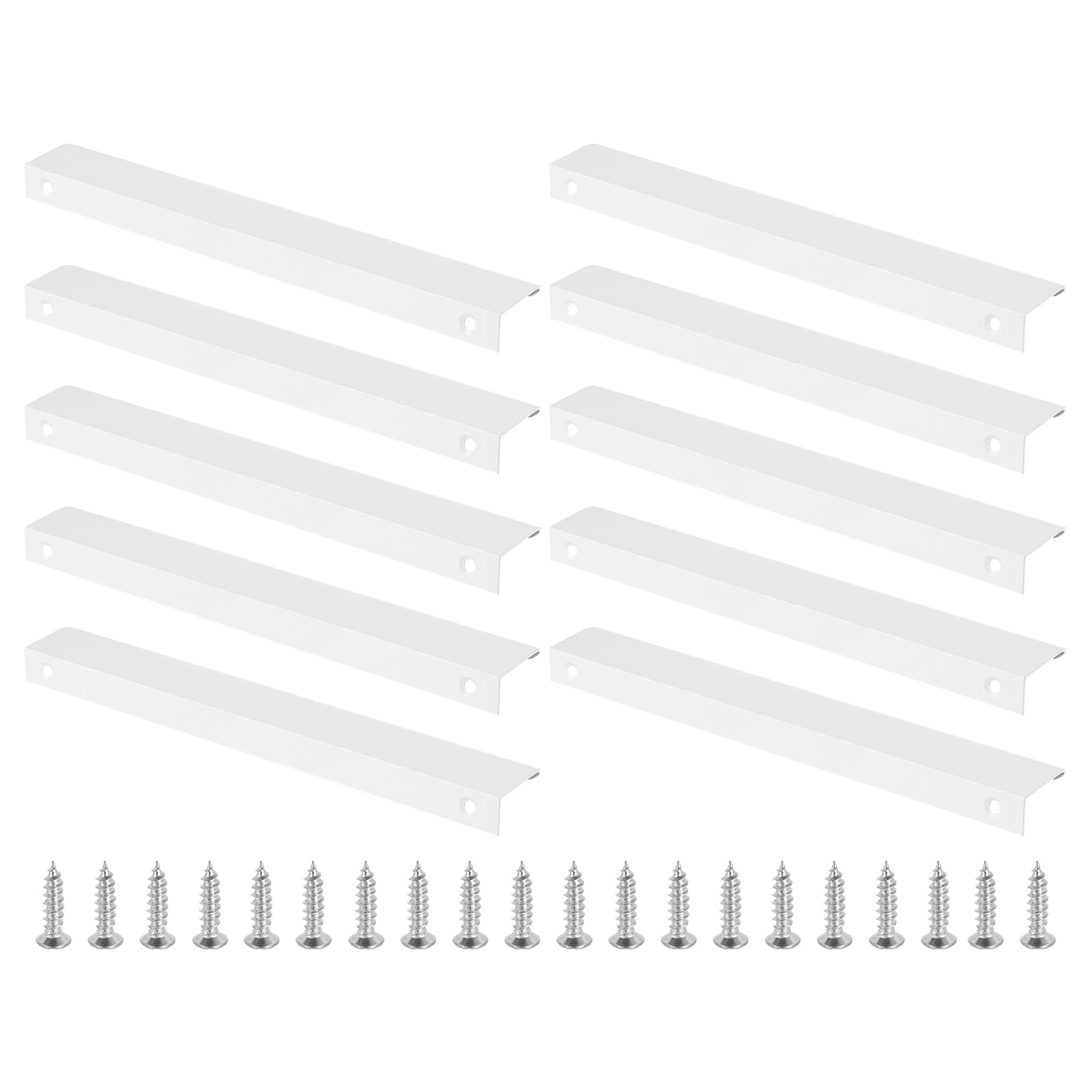 PATIKIL Mount Finger Edge Pull, 10 Pack 200mm/7.87" Aluminum Alloy Concealed Handle Cabinet Edge Pulls with Screws for Home Kitchen Furniture Door Drawer, White