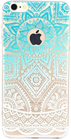 iPhone 7 Case,LSVTR Totem Henna Mandala Lace Clear Design Transparent Hybrid, Shock Absorbing, Soft TPU Bumper, Scratch Resistant Cover Case for iPhone 7 4.7" - Blue White Henna