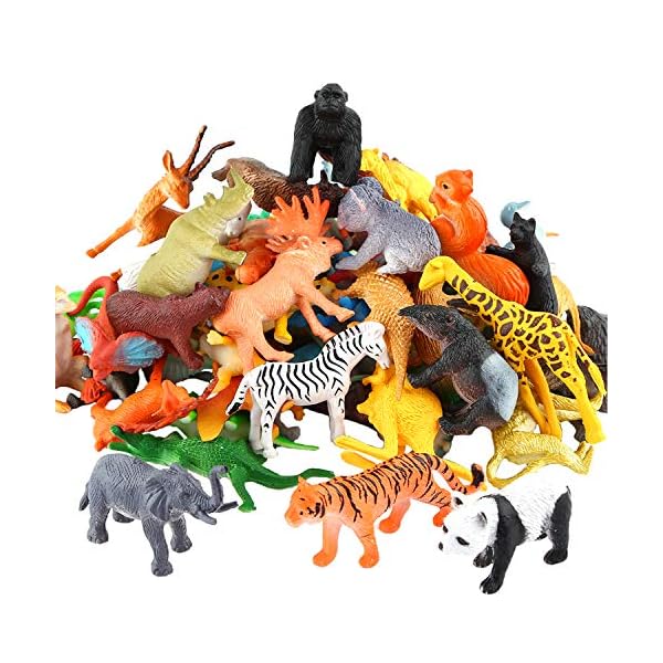Animals Figure,54 Piece Mini Jungle Animals Toys Set,Zoo World Realistic Wild Vinyl Pastic Animal Learning Resource…