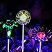 Solar Garden Lights - 3 Pack Solar Powered Garden Stake Lights with a Purple LED Light Stake, Multi-Color Changing LED Solar Stake Lights for Garden,Patio,Backyard (Dandelion,Lily,Sunflower)