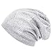 DJT Unisex Star Rhinestone Cotton Beanie Skull Cap Light Grey