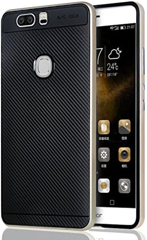 Honor V9 Case, ivencase 2 in 1 Anti-Scratch Shockproof Slim Carbon Fiber Rugged Case with Reinforced PC Frame for Huawei Honor V9 5.7" - Gold