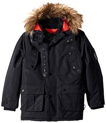 Diesel Boys' Big Outerwear Jacket (More Styles Available), Faux Fur Parka-DS68-Black, 14/16