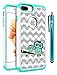 Style4U iPhone 8 Plus/iPhone 7 Plus Case, Cute Owl Shock Resistant Studded Rhinestone Crystal Bling Hybrid Armor Case Cover w/ 1 Stylus [White/Teal]