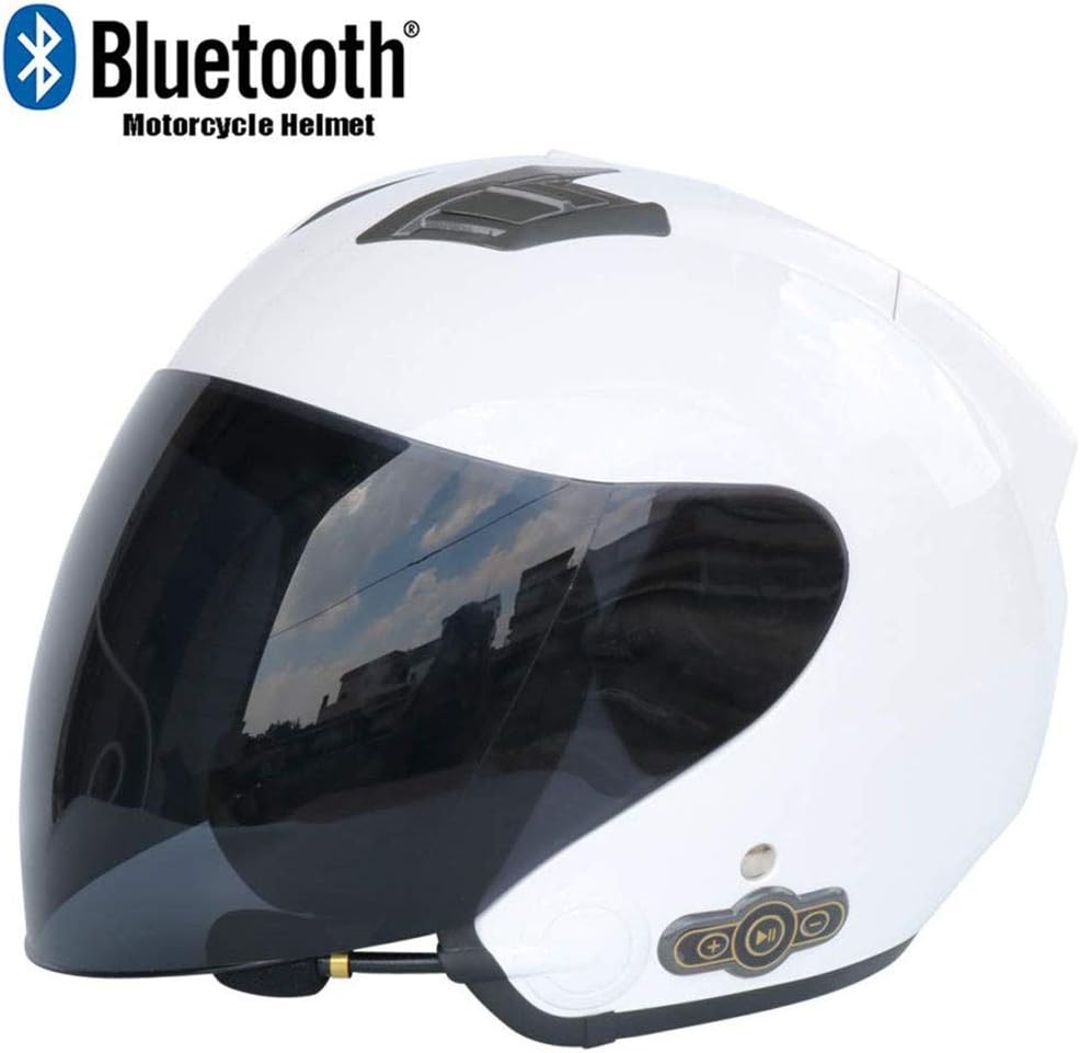 DaMuZ Motorcycle Open Face Bluetooth Helmet Motorbike Moped Jet Half Helmet Personality Motocross Helmets Men And Women Electric Car Helmet DOT Approved For Cycling, Scooters Traveling