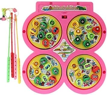 Umiya Gifts Fish Catching Game Toy with 4 Pools, 32 Small Multicolored Fishes, 4 Magnetic Fishing Rods.