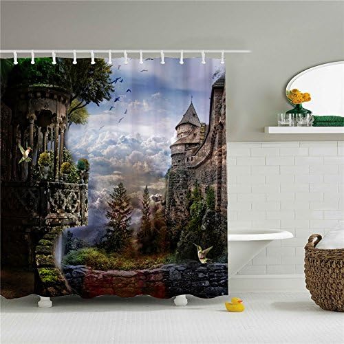 Wonderful Castle On The Sky Shower Curtain Set Waterproof 69"x84"