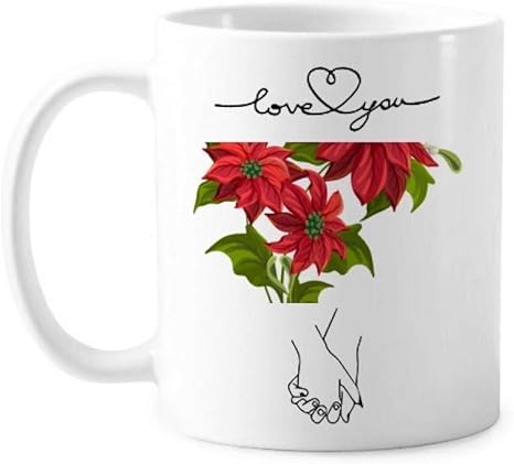 Amazon Co Jp クリスマスの花の花束赤いポインセチア 恋人のマグカップ白陶器のカップ柄のギフト ホーム キッチン