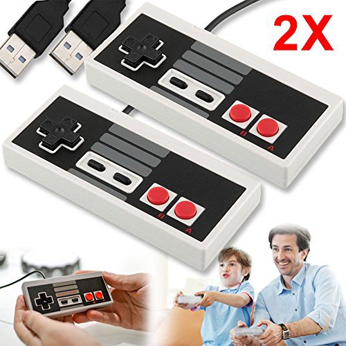 2 Packs USB Controller for NES, Classic USB Famicom Game Gaming Controller Joypad Gamepad for Laptop Computer Windows PC/MAC/Raspberry Pi