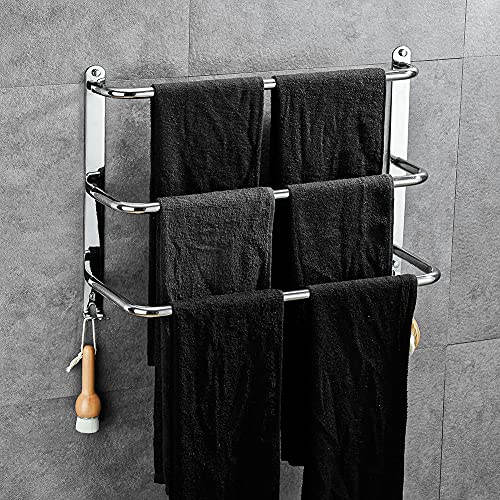Yeegout Porte-Serviettes en Acier Inoxydable à 3 Niveaux sans perçage pour Porte-Serviettes pour Salle de Bain Cuisine et Toilettes Argent