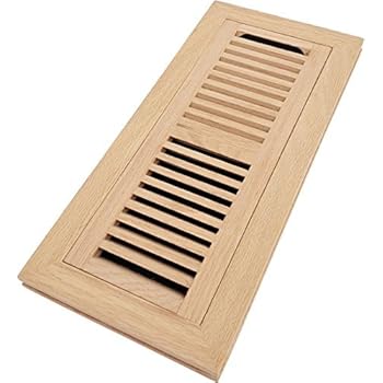 Homewell Red Oak Wood Floor Register, Flush Mount Vent with Damper, 4x12 Inch, Unfinished