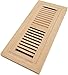 Homewell Red Oak Wood Floor Register, Flush Mount Vent with Damper, 4x12 Inch, Unfinished