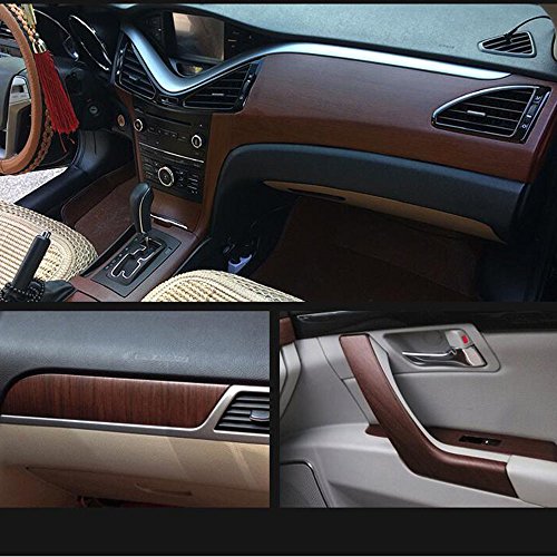 HOHO 30cmx100cm Peel and Stick Dark Color Self-Adhesive Wood Grain Vinyl Wrap Paper Interior Film for Cars