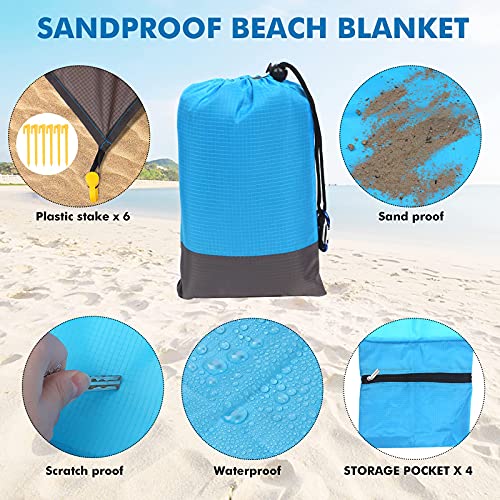 Sand Free Beach Blanket 10'' x 9'' for 58 Adults,Waterproof and