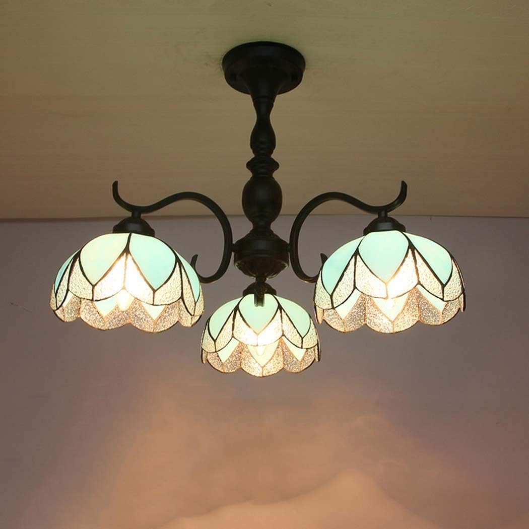 Tiffany-Art-Leuchter, Buntglas-Schatten-Deckenleuchte, 3 Lichter