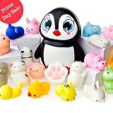 Mochi Squishy Toys - 20 Squishies Pack and 1 Jumbo Squishies Slow Rising Penguin Squishy- Mochi Squishy Cat, Panda Squishy, Mochi Animals – Kawaii Squishies Jumbo - Key Chain Strap Squishys