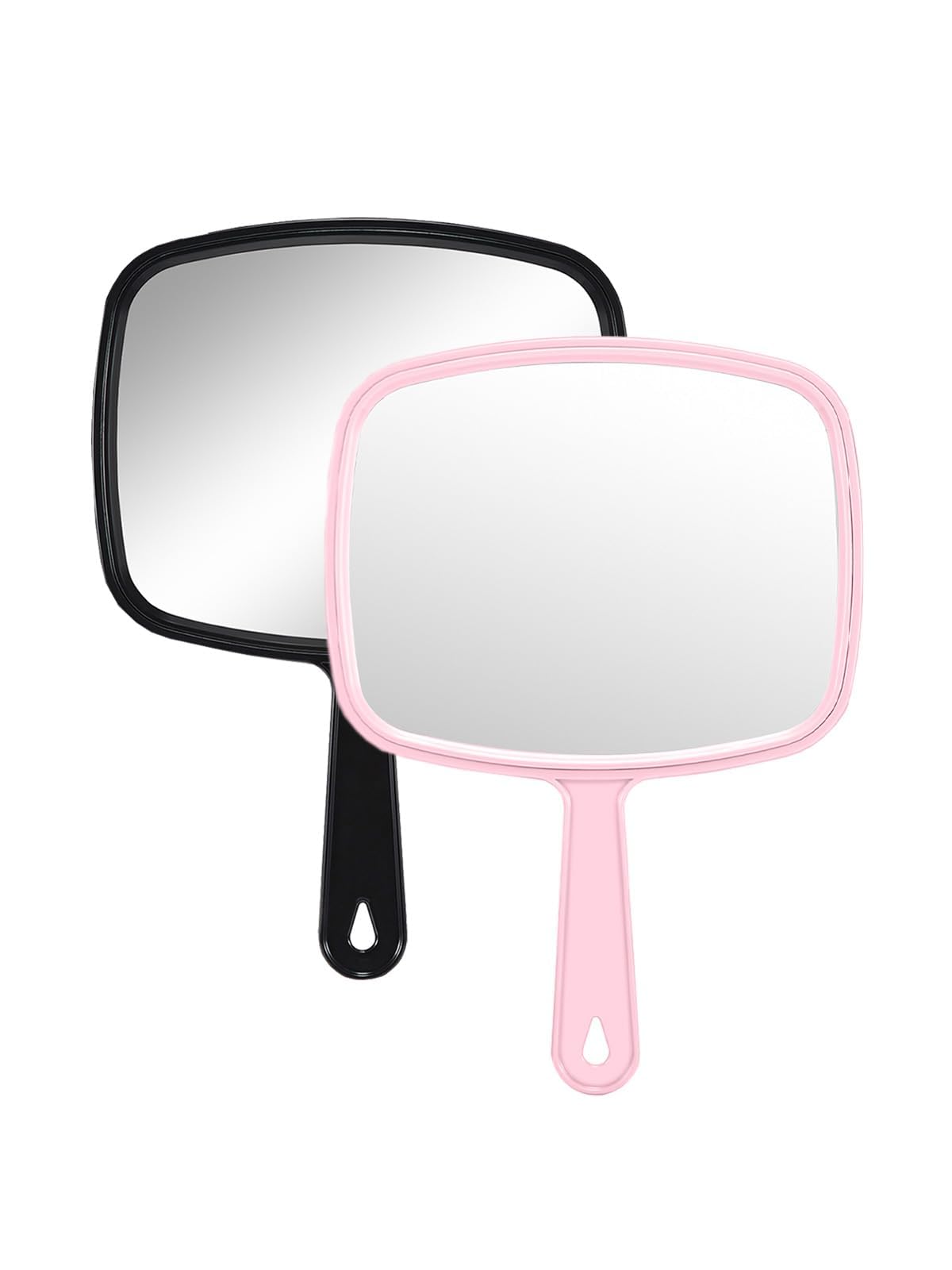 Photo 1 of Gladmart Hand Mirror Salon Barber Hairdressing Handheld Mirror with Handle(Square,Black and Pink,7.4 x 10.3 inches)