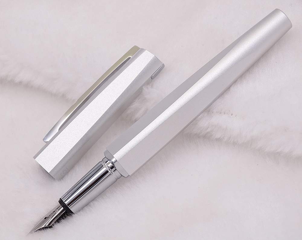 KACO Square Series Aluminum Fountain Pen with Iron Box, Schmidt Fine Nib Gift Pen Set for Collection