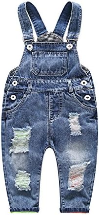 OAYAO Baby &amp; Little Boys/Girls Ripped Jeans Overalls (Label 85CM(12-18Months))