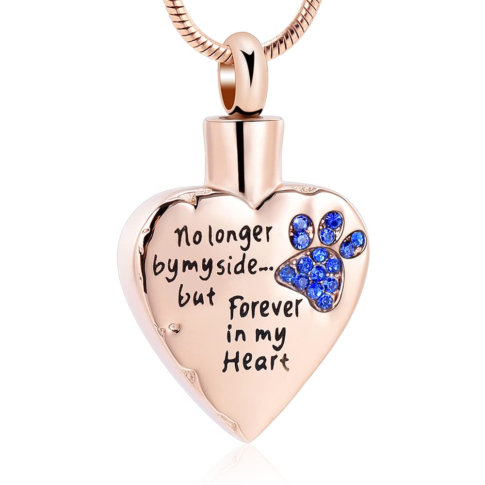 QGJNSGC Pet Cremation Jewellery Stainess Steel Heart Urn Necklace for Ashes Keepsake Ashes Necklace Dog Cat Paw Memorial Urn Pendant for Women Men